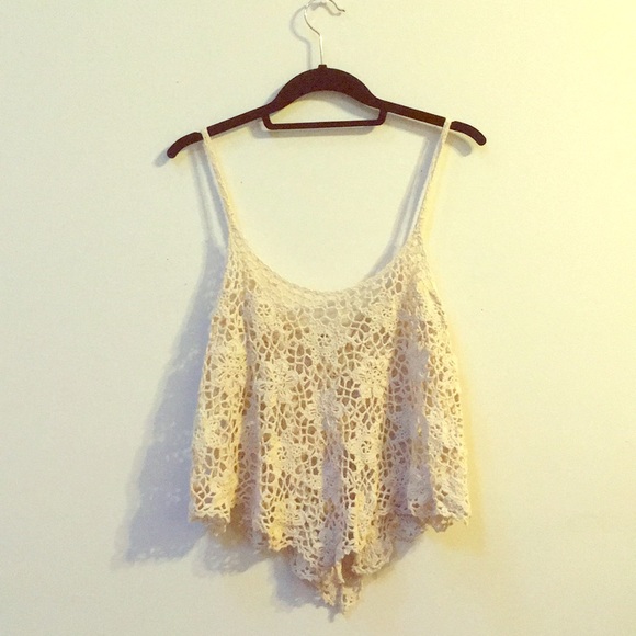 hazel Tops - Cream Lace Hazel Lace Tank Top